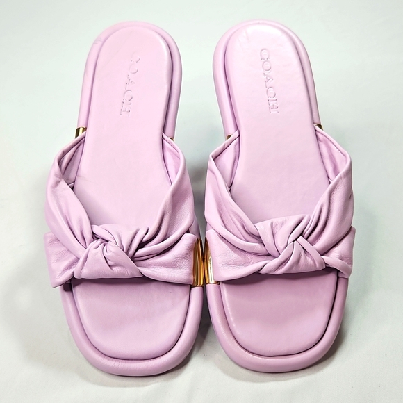 ⭐️COACH💯 BROOKLYN LEATHER SANDAL, VIOLET/LAVENDER COLOR, SIZE 9-B - Picture 1 of 9